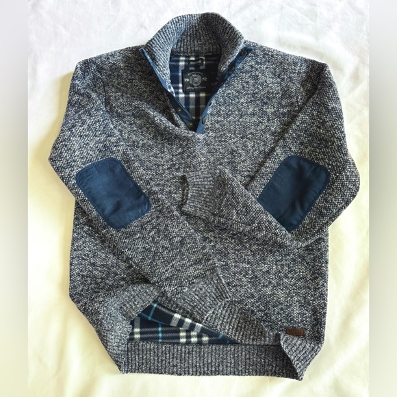 Stylish Button-Up Sweater Stand Collar Blue Mix - Picture 12 of 15